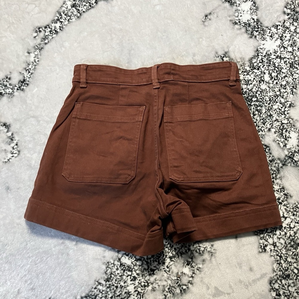 Everlane Shorts Womens Sz 0 Rust or Orange-brown high-waisted cotton twill - Picture 6 of 11